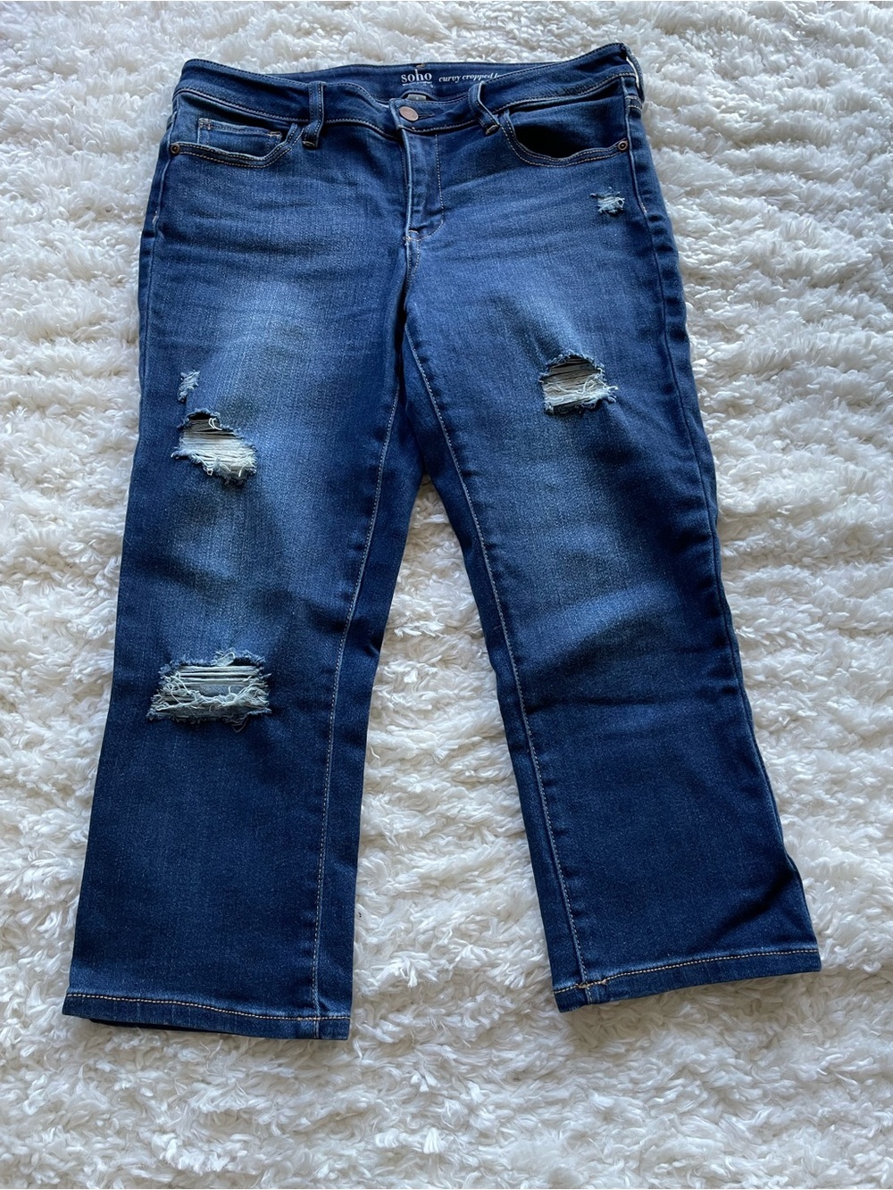 New York & Company Denim Distressed Capris